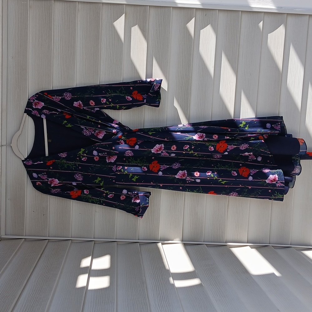 NWOT Ted Baker London Navy Floral Midi Dress - Picture 7 of 8